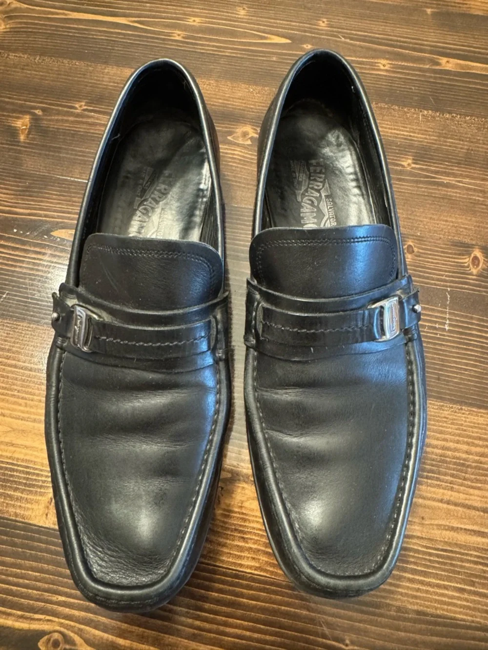 Salvatore Ferragamo Black Leather Men's Slip-On Driving Loafers Size‎ 11.5